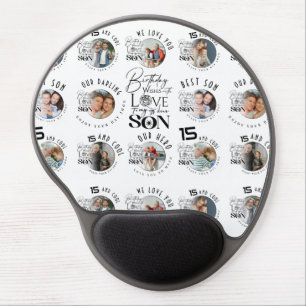 Son Birthday 8 Photo Collage Typography  Gel Mouse Pad
