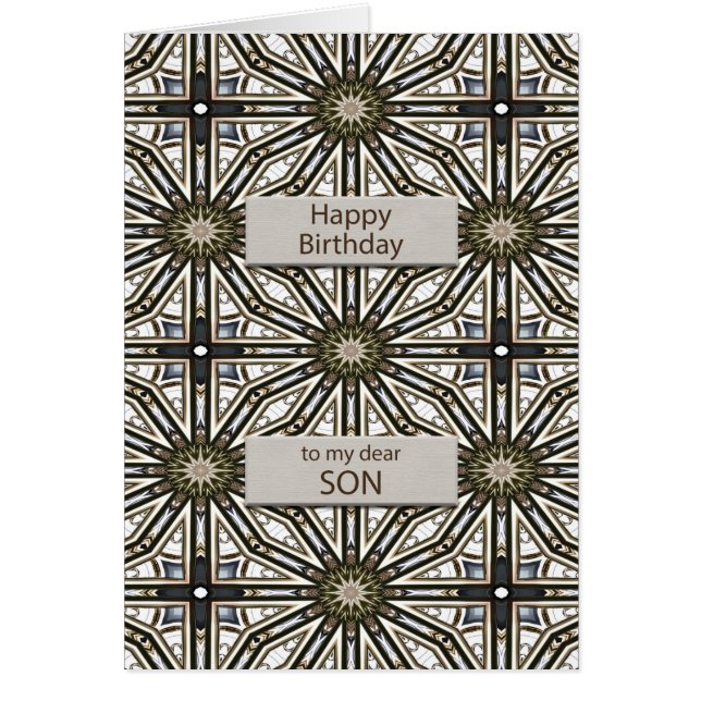 Son Birthday Abstract Mandala Design Cards (Front)