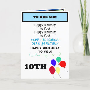 Son Birthday Balloons Cupcakes NAME   Card