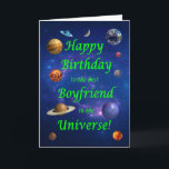 Son Birthday Best in the Universe  Card<br><div class="desc">Give your space loving boyfriend the best birthday card ever! Tell your boyfriend that he is the best in the universe. A space scene with all the planets and the moon aligning to wish a very happy birthday.</div>