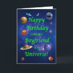 Son Birthday Best in the Universe  Card<br><div class="desc">Give your space loving boyfriend the best birthday card ever! Tell your boyfriend that he is the best in the universe. A space scene with all the planets and the moon aligning to wish a very happy birthday.</div>