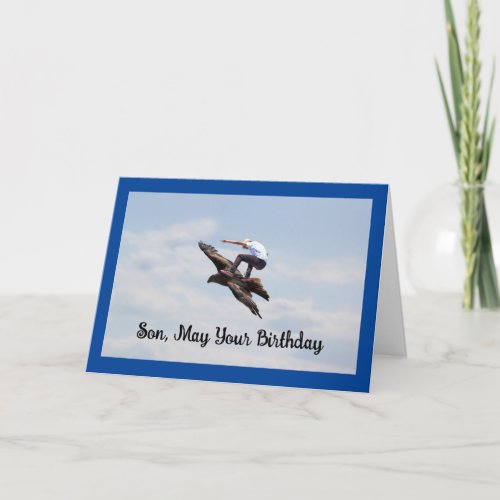 Son Birthday Bird Surfing Card