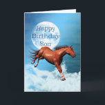 Son birthday card with spirit horse<br><div class="desc">A chestnus spirit horse galloping against the backdrop of the moon and clouds. See the whole range cards in my store. http://www.zazzle.com/eggznbeenz</div>
