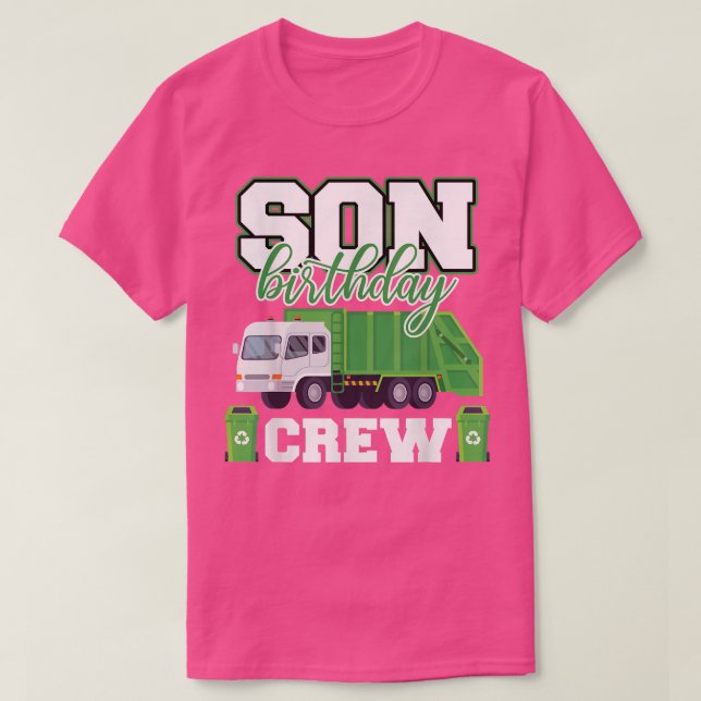 Son Birthday Crew Garbage Truck Family Matching Bi T-Shirt (Design Front)