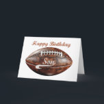 Son Birthday Grunge Large Football for Sports Fan Card<br><div class="desc">The card features a bold, grunge-style design perfect for a sports-loving son. The cover showcases a striking football graphic with distressed details, capturing the excitement and ruggedness of the game. The dynamic look of the card is sure to resonate with any young sports fan, making it an ideal choice for...</div>