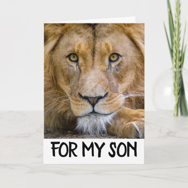 SON BIRTHDAY LION (BIG CAT) GREETING CARD (Front)