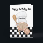 Son Birthday Whimsical Gnome Baker Baking Card<br><div class="desc">Certainly! A whimsical and endearing Son Birthday card featuring a delightful gnome baker. The front of the card showcases an adorable gnome donning a charming baker's hat, immersed in the joy of baking. With a wooden spoon in hand, the gnome exudes a playful and mischievous expression, radiating a sense of...</div>