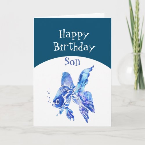 Son Birthday Wishes Fishes Come True Fun Card