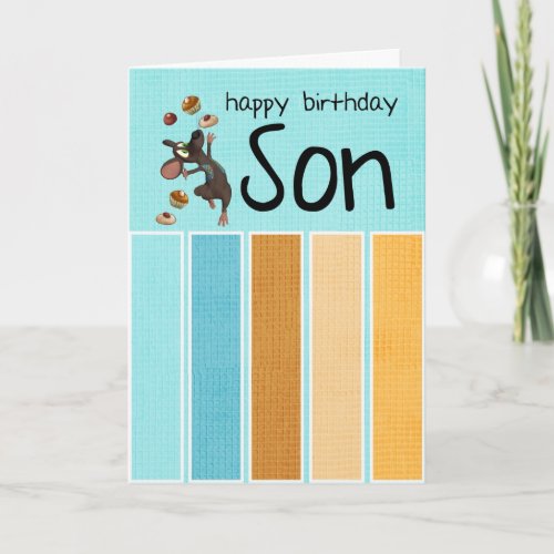son birthday with cake and mouse card