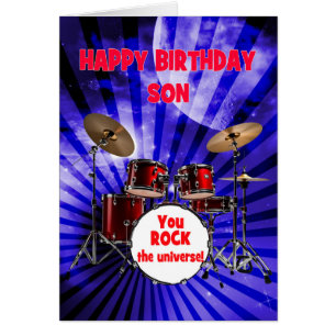 Son Birthday You Rock Drums Cards