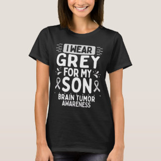 Son Brain Tumor Awareness Warrior Grey Ribbon T-Shirt