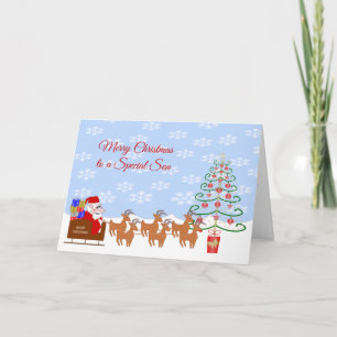 Son Christmas Card Santa On Sleigh