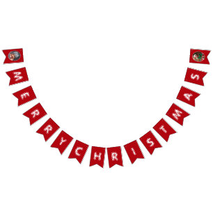 Son Christmas Party   Red Photo Bunting Flags