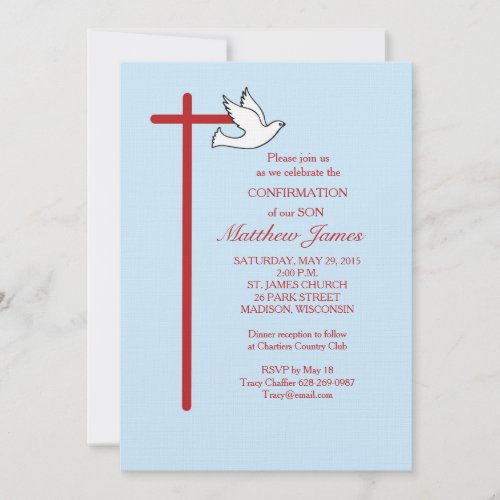 Son Confirmation Cross Dove Blue