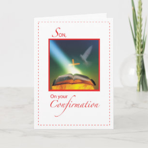 Son Confirmation Dove, Bible, Cross Card