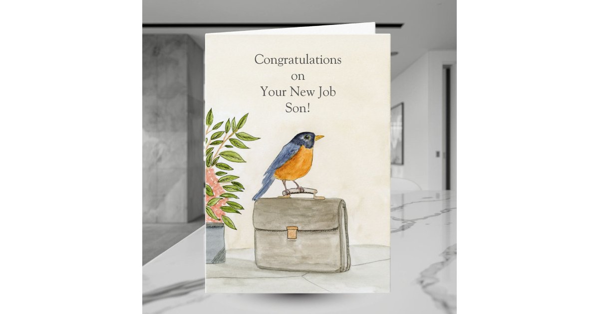 Son Congratulations New Job Robin Card | Zazzle
