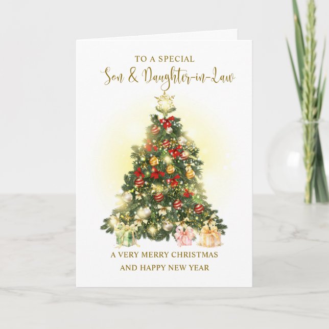 Son & Daughter-in-Law Christmas Tree Holiday Card (Front)