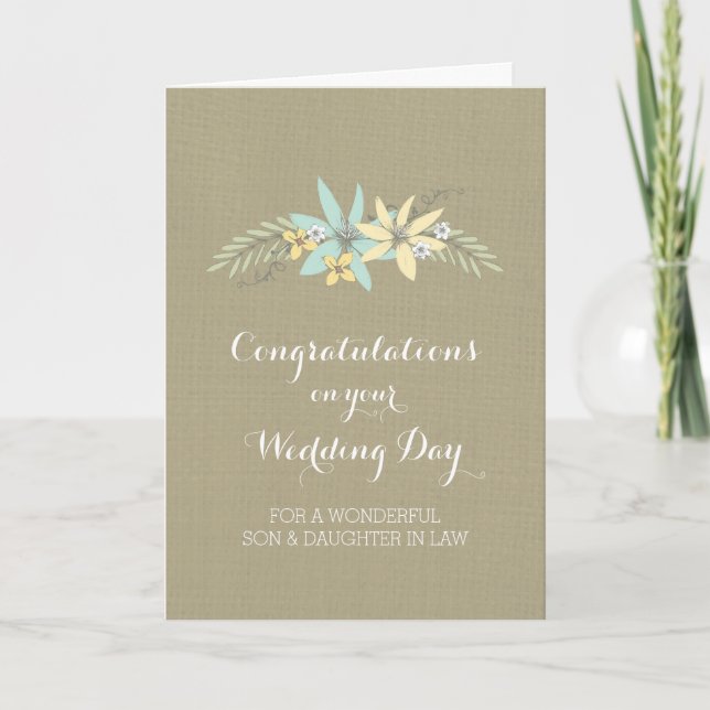 Son Daughter In Law Congratulations Spring Floral Card (Front)