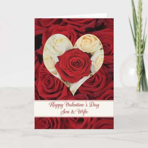 Son  Daughter in Law Happy Valentines Day Roses Holiday Card