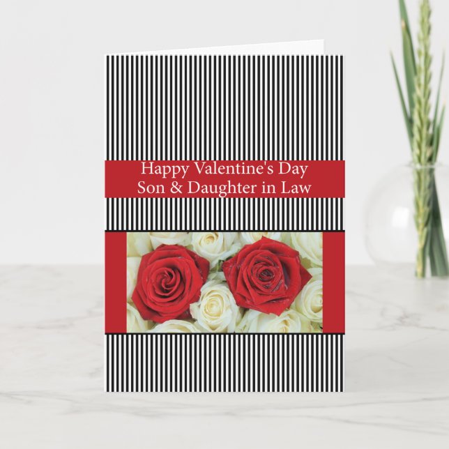 Son & Daughter in Law Happy Valentine's Day Roses Holiday Card (Front)