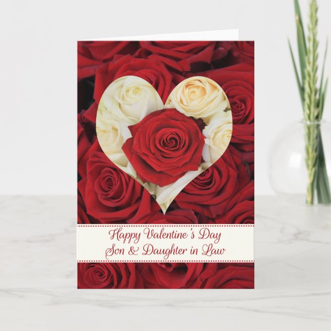 Son & Daughter in Law Happy Valentine's Day Roses Holiday Card (Front)