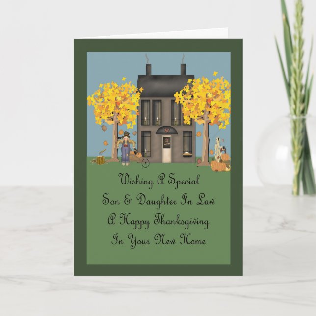 Son & Daughter In Law New Home Happy Thanksgiving Holiday Card (Front)