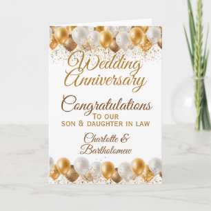 Son Daughter In Law wedding Anniversary Balloons Card