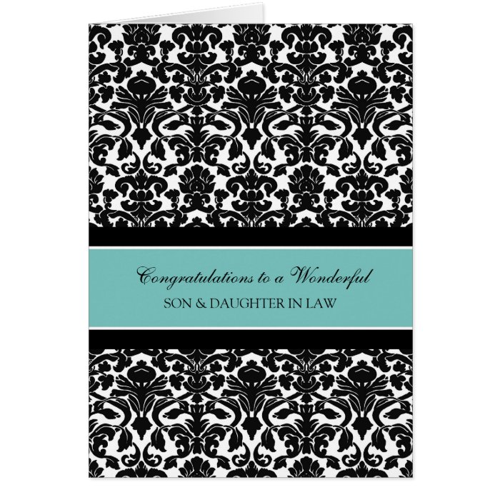 Son & Daughter In Law Wedding Congratulations Teal Greeting Cards