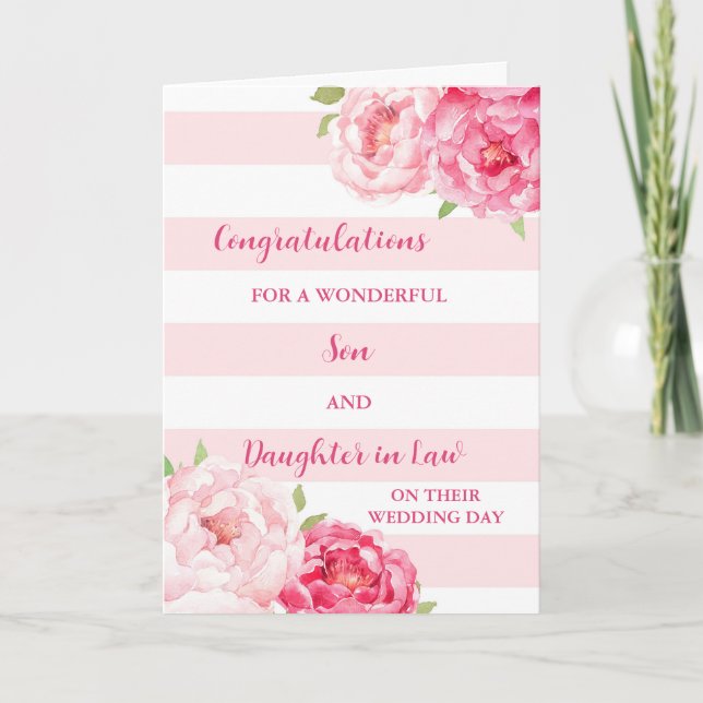 Son & Daughter in Law Wedding Day Congratulations Card (Front)