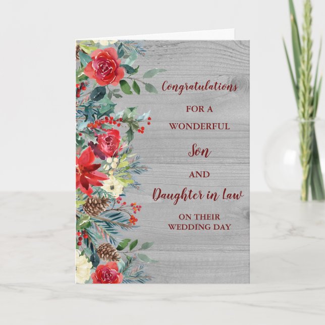 Son & Daughter in Law Wedding Day Congratulations Card (Front)