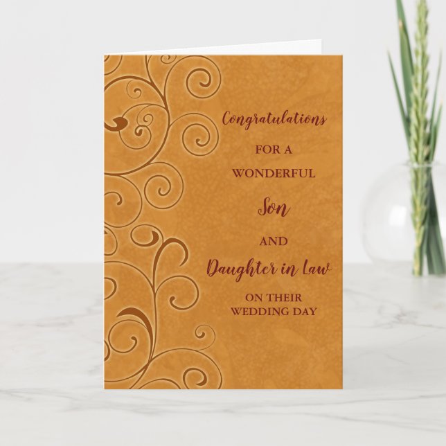 Son & Daughter in Law Wedding Day Congratulations Card (Front)