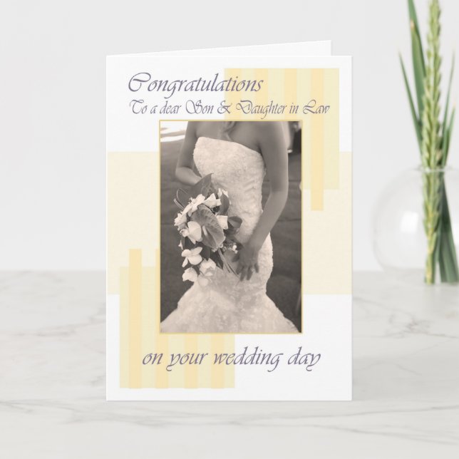 Son & Daughter in Law Wedding day cream congratula Card (Front)