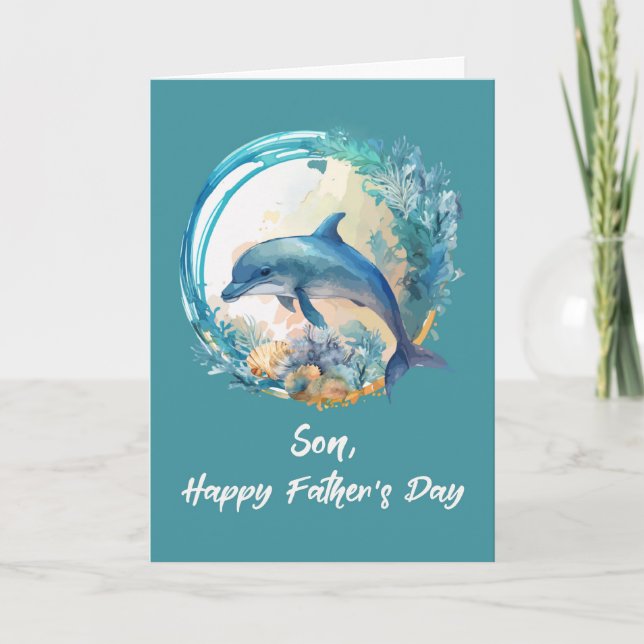Son Dolphin Father's Day Ocean Waves of Life Card (Front)