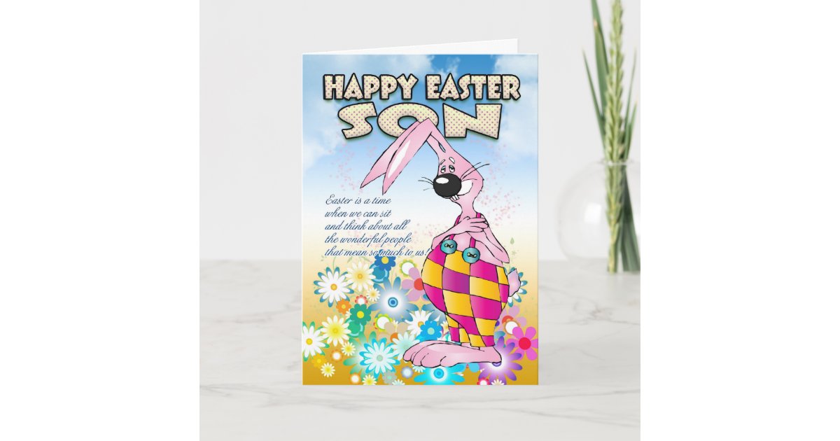 Son Easter Card - Easter Bunny Flowers | Zazzle