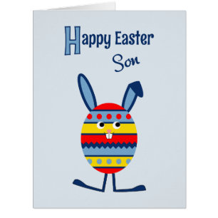 Son Easter egg bunny large blue card