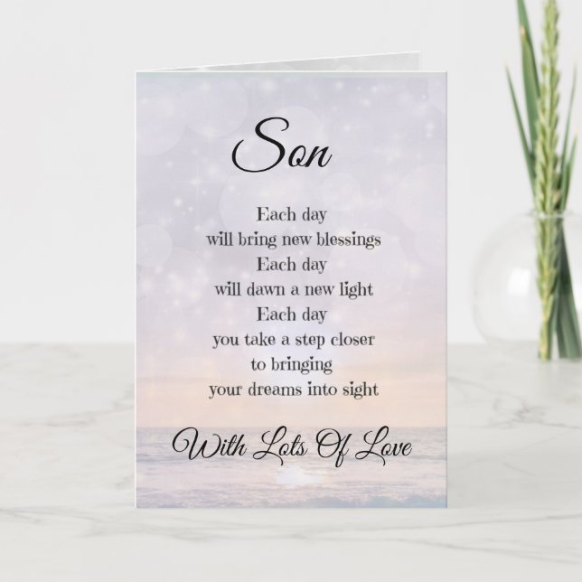 Son Encouragement Poem design Greeting Card (Front)