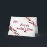 Son Father's Day Large Grunge Baseball, Sport Card<br><div class="desc">Baseball,  sport,  fun,  celebration. A great white and red design that your Son will be delighted to receive on Father's Day.</div>