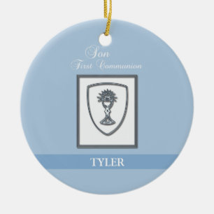 Son, First Communion Silver Chalice Ceramic Ornament