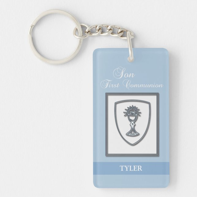 Son, First Communion Silver Chalice Keychain (Front)