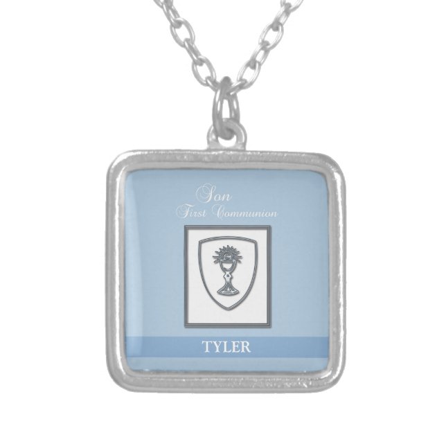 Son, First Communion Silver Chalice Plated Necklace (Front)
