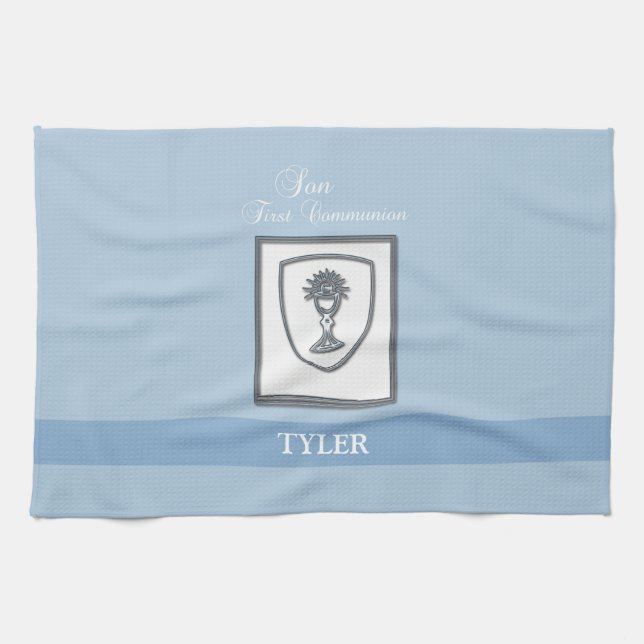 Son, First Communion Silver Chalice Towel (Horizontal)
