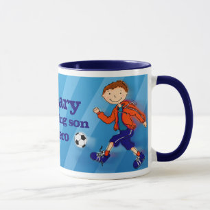 Son football soccer hero mug blue