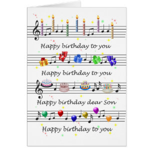 Son Funny Happy Birthday Song Sheet Music Cards