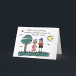 Son Getting Older Birthday Humorous Stick Figures Card<br><div class="desc">Celebrate your son’s birthday with humor and heart! This playful card features a stick-figure mom passing along a little lighthearted wisdom to her son as they chat outdoors, surrounded by sunshine, birds, and nature. The cheerful design pairs perfectly with the message inside, offering a fun reminder that a positive outlook...</div>