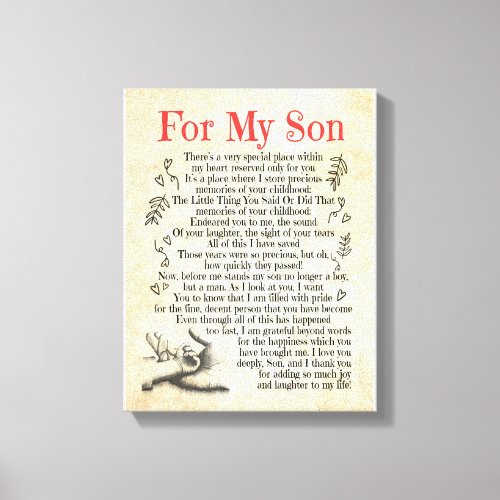 Son Gift  For My Son Thank You For Adding So Much Canvas Print