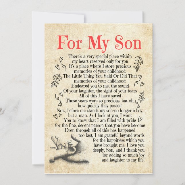 Son Gift | For My Son Thank You For Adding So Much Invitation (Front)