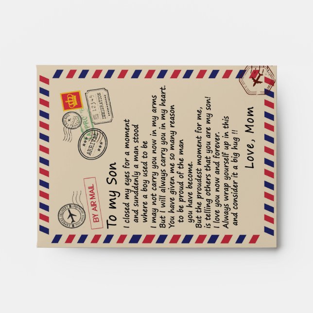 Son Gift | Letter To My Son Love From Mom Envelope (Front)