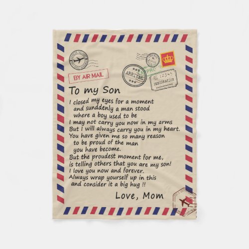 Son Gift  Letter To My Son Love From Mom Fleece Blanket