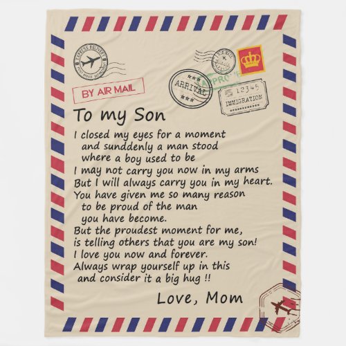 Son Gift  Letter To My Son Love From Mom Fleece Blanket