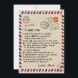 Son Gift | Letter To My Son Love From Mom Invitation<br><div class="desc">Son Gift | To My Son Always Wrap Yourself Up In This And Consider It A Big Hug Love From Mom</div>